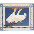 Geese On Blue  - #BOR36  -  PRINT