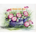 Pinks In The Watering Can  - #SOR112  -  PRINT