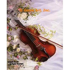 Violin With Roses  - #IOR229  -  PRINT