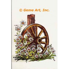 Wagon Wheel With Daisies  - #TOR946  -  PRINT