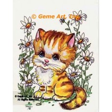 Cat In Daisy Garden  - #TOR853  -  PRINT