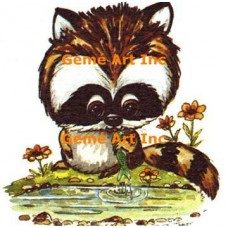 Raccoon & Fish  - #TOR532  -  PRINT