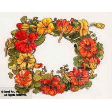 Nasturtiums Wreath  - #TOR5236  -  PRINT