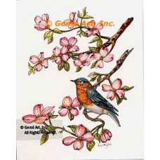 Bird with Pink Dogwood  - #TOR5279  -  PRINT