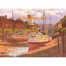 Windmill & Boats  - #DOR12  -  PRINT