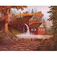 Mill With Water Wheel  - #DOR7  -  PRINT