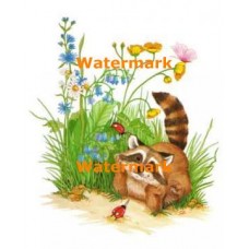 Raccoon & Ladybug  - #XBAN990  -  PRINT