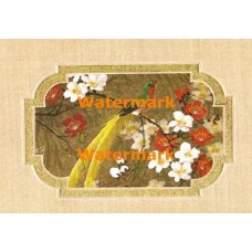 Bird on Red & White Flower Branch  - XBCH139  -  PRINT