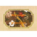 Bird on Red & White Flower Branch  - #XBCH140  -  PRINT