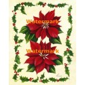Red Poinsettias And Holly  - XM457  -  PRINT