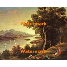 American School, 19th C. Hudson River Scene  - XBMC169  -  PRINT