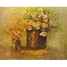 Brass Pot Daisies  - #XBFL1111  -  PRINT