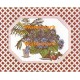 Blue Flowers  - XK1620DM-14  -  EMBOSSED PRINT WITH CUT "OPEN LATTICE-WORK MAT"