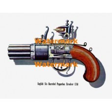 English Six-Barreled Pepperbox Revolver 1780  - XD4284  -  PRINT