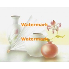 Painted Vase With Fan  - XKA8626  -  PRINT