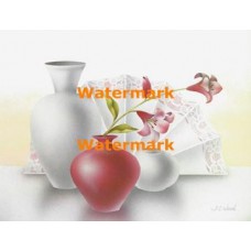 Decorated Fan with Vases  - XKA8627  -  PRINT