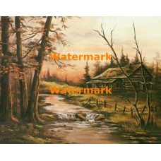 Log Cabin By The River  - XS4998  -  PRINT