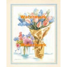 Tulips And Glass Jar  - #XKFL6605  -  PRINT