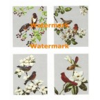 Birds with Flowers & Berries  - XBBI-127  -  PRINT 4 Up Designs