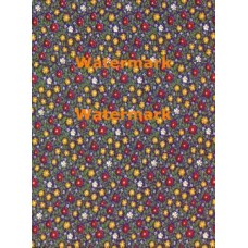 Flowers on Blue  - XBDE145  -  PRINT