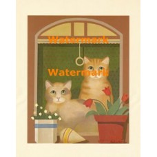 Cats in Window  - XBAM331  -  PRINT