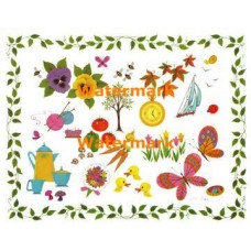 Pansies, Butterflies, & Ducks  - #XBDE97  -  PRINT