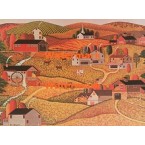 Covered Bridge and Fertile Fields  - XBAM292  -  PRINT