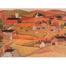 Covered Bridge and Fertile Fields  - XBAM292  -  PRINT