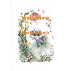Little Mouse Picking Flowers  - #XS1189  -  PRINT