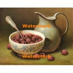 Bowl of Raspberries  - #XS6155  -  PRINT